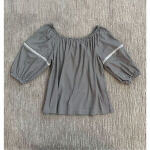 Ann Taylor off shoulder black/white stripe top